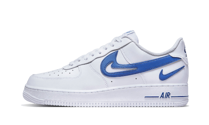 ✓ Nike Air Force Low '07 FM Cut Out Swoosh White Game Royal