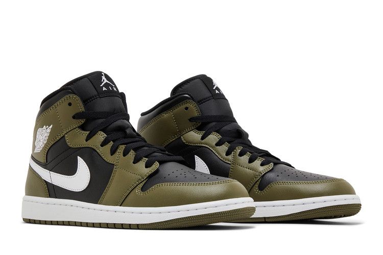 Air Jordan 1 Mid Black White Olive - DQ8426-092