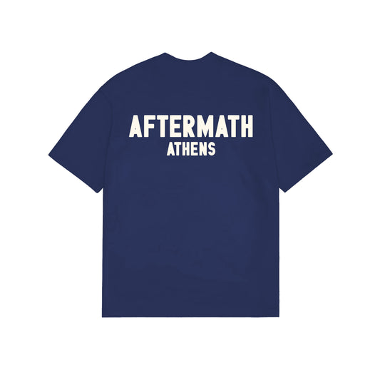 AFTERMATH ATHENS LOGO TEE NAVY