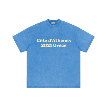 Aftermath Côte d'Athènes Tee Washed Blue