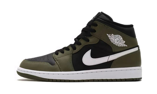 Air Jordan 1 Mid Black White Olive - DQ8426-092