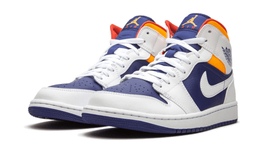Air Jordan Air Jordan 1 Mid White Laser Orange Deep Royal Blue - 554725-131